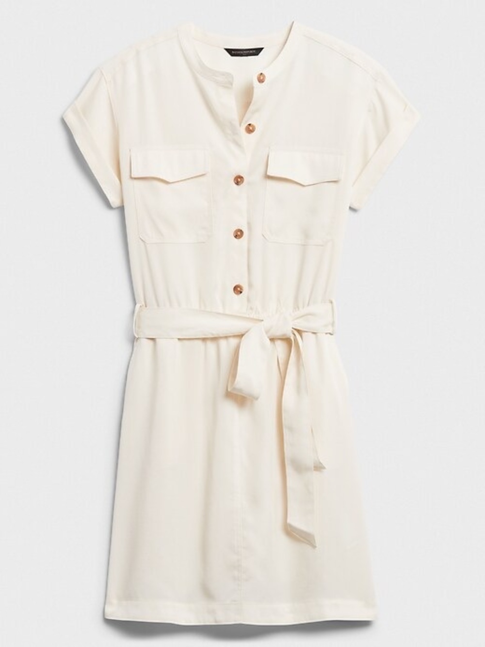 Banana Republic Off-White Utility dress 100% Tencel sz Small - Picture 2 of 14